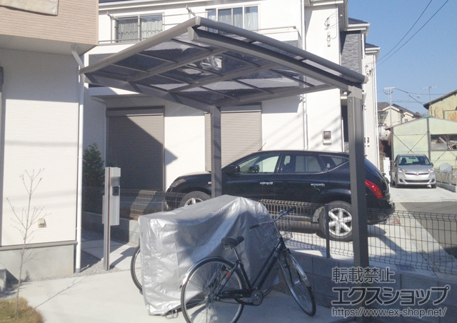 東京都立川市のLIXIL リクシル（トステム）のサイクルポート・駐輪場 カーブポートシグマIII ミニ 積雪〜20cm対応 施工例