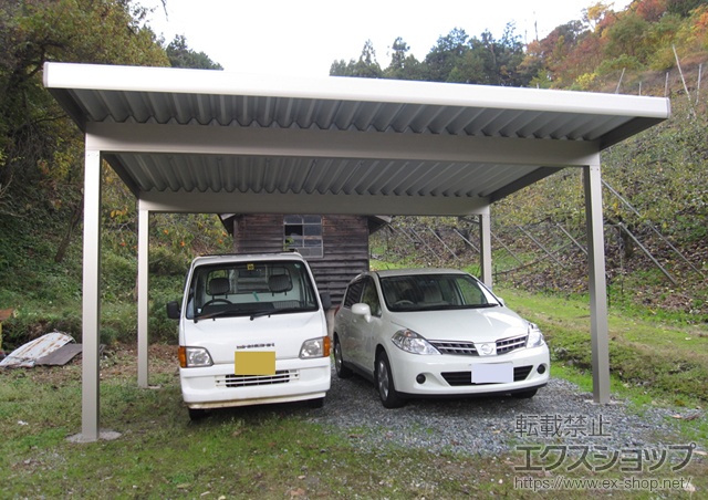 兵庫県美方郡香美町ののカーポート ジーポートneo Ａタイプ 2台用 角柱仕様 標準鼻隠し 積雪〜100cm対応 施工例