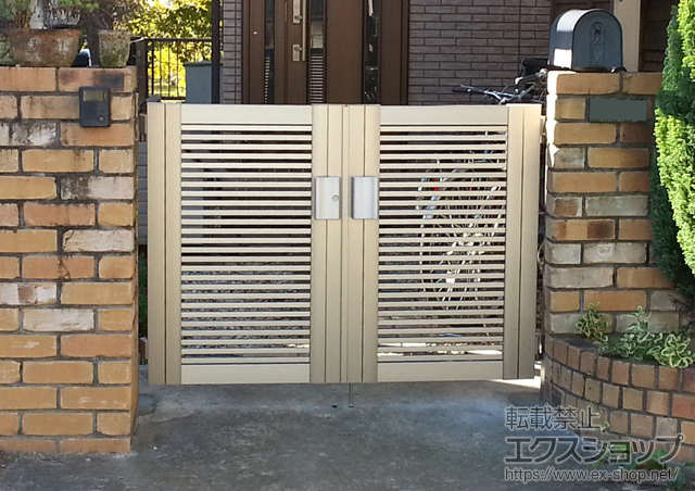 千葉県野田市のの門扉 シャレオR1型門扉 両開き 柱使用 施工例