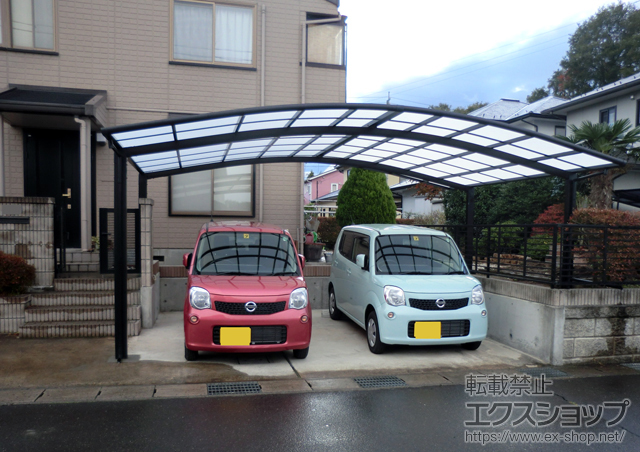 宮城県宮城郡利府町のLIXIL リクシル（トステム）のカーポート カーブポートシグマIII ワイド 積雪〜20cm対応 施工例