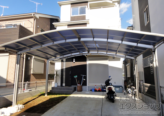 千葉県市川市ののカーポート レイナツインポート 積雪〜20cm対応+水平式物干し　2本入 施工例