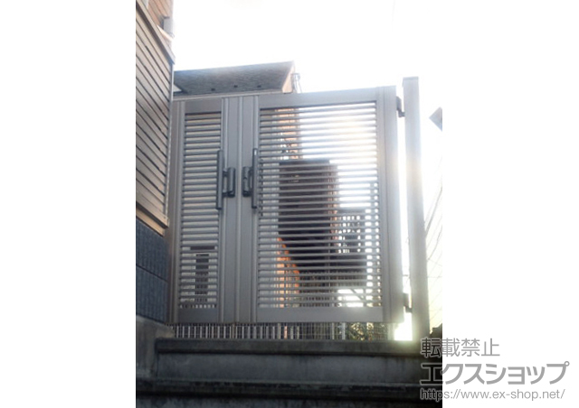 神奈川県海老名市のの門扉 プリレオR1型門扉 親子開き 柱使用 施工例