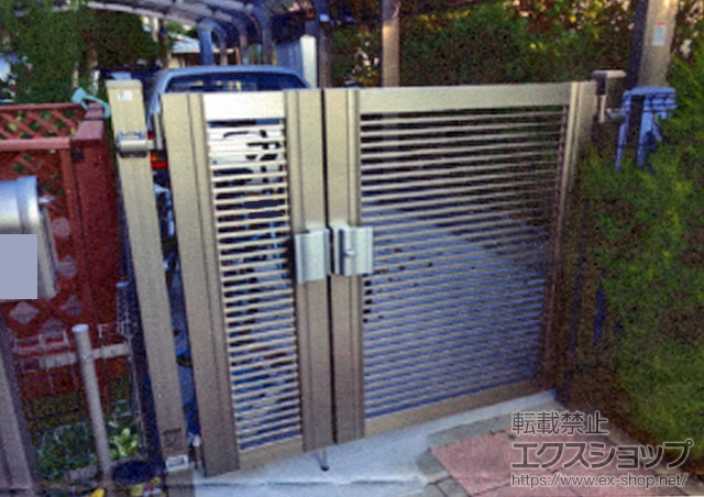 千葉県柏市のの門扉 プリレオR1型 親子開き 柱使用 施工例