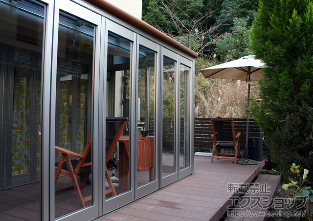 京都府京都市ののテラス囲い・サンルーム サンフィールIII F型 デッキ納まり ランマ無 積雪〜20cm対応 施工例