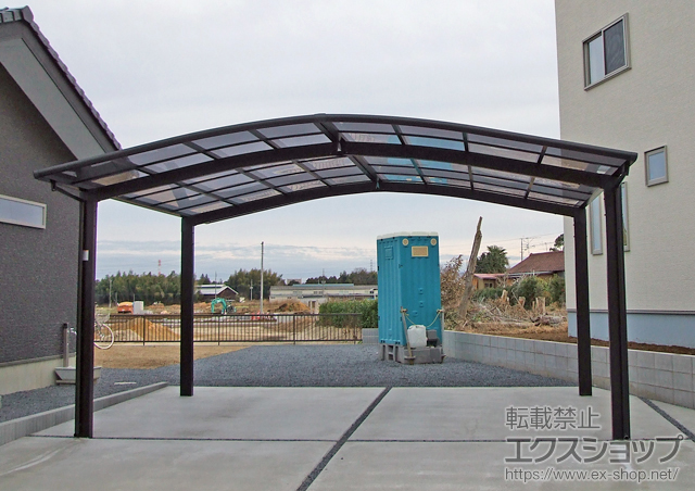 茨城県水戸市のLIXIL リクシル（トステム）のカーポート カーブポートシグマIII M合掌 積雪〜30cm対応 施工例