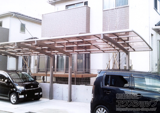 宮城県多賀城市のLIXIL リクシル（トステム）のカーポート カーブポートシグマIII 縦連棟 積雪〜30cm対応 施工例