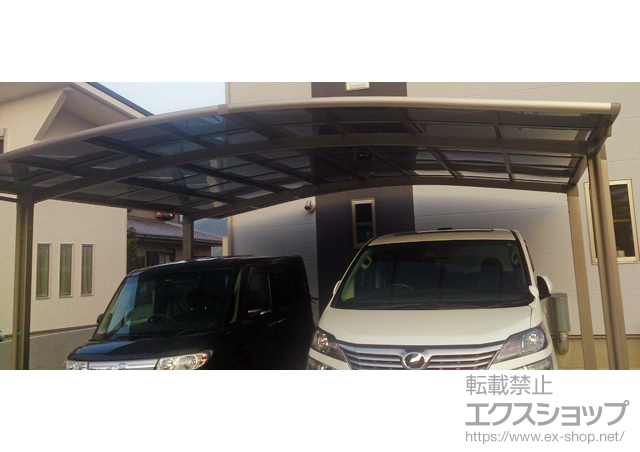 徳島県勝浦郡勝浦町のLIXIL リクシル（トステム）のカーポート カーブポートシグマIII ワイド 積雪〜30cm対応＋屋根材ホルダー 50タイプ用 施工例