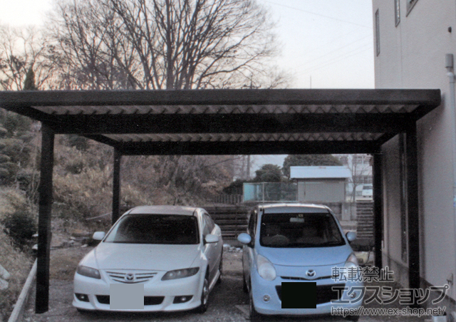 広島県尾道市ののカーポート ジーポートneo 積雪100cmＡタイプ 2台用 4本柱 積雪〜100cm対応 施工例