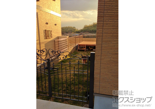 京都府京都市のの門扉 ローシエン門扉2型 両開き 75角柱使用 施工例