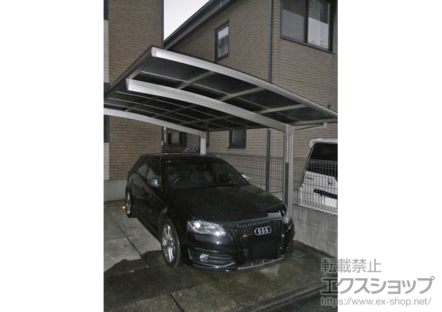 東京都日野市のLIXIL リクシル（トステム）のカーポート カーブポートシグマIII 積雪〜20cm対応＋柱ガード 施工例
