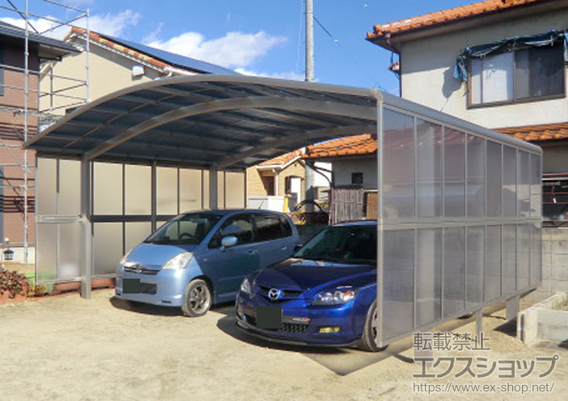 広島県福山市ののカーポート レイナツインポート 積雪〜20cm対応+レイナツインポート サイドパネル 施工例