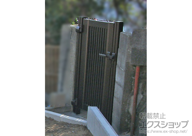 和歌山県海南市のの門扉 プレシオス門扉 縦格子 片開き 柱使用 施工例