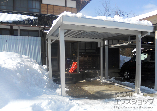 富山県南砺市ののカーポート ジーポートneo 1台用 Aタイプ 角柱仕様 標準鼻隠し 積雪〜100cm対応 施工例