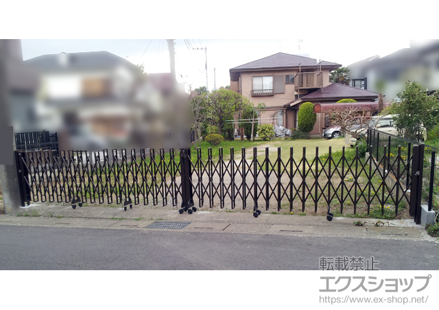 埼玉県春日部市ののカーゲート 伸縮ゲートレイオス4型両開き 施工例