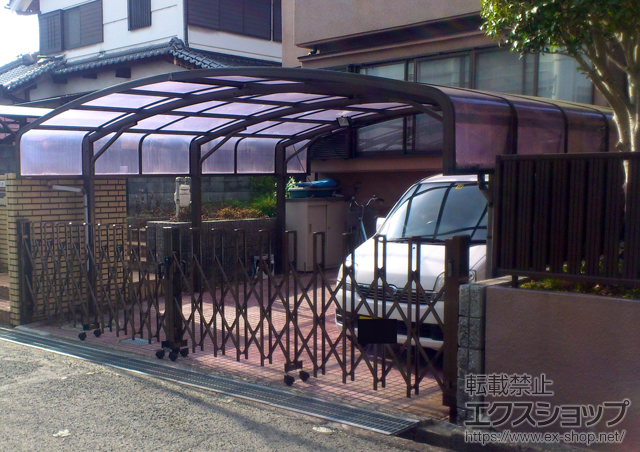 奈良県北葛城郡河合町ののカーゲート トリップゲートPB型 ノンレール 両開き 施工例