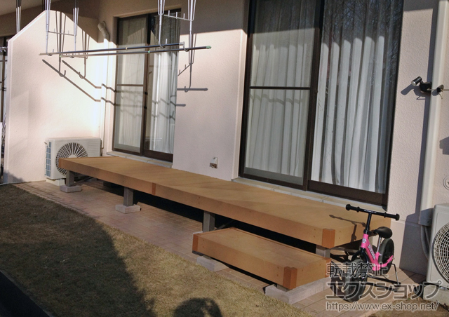神奈川県横浜市ののウッドデッキ リウッドデッキ200 単体＋独立式ステップ 施工例