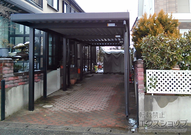 新潟県新潟市ののカーポート ジーポートneo 積雪100cmＡタイプ 縦連棟 8本柱 積雪〜100cm対応 施工例