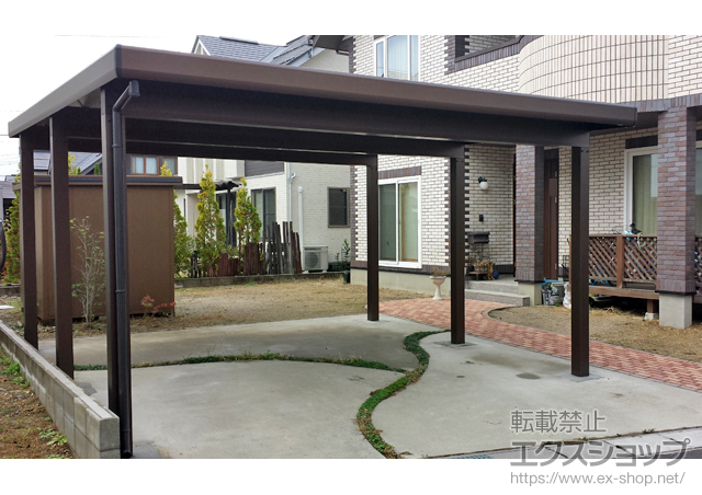 福島県会津若松市ののカーポート ジーポートneo 積雪150cmタイプ 2台用 6本柱 積雪〜150cm対応 施工例