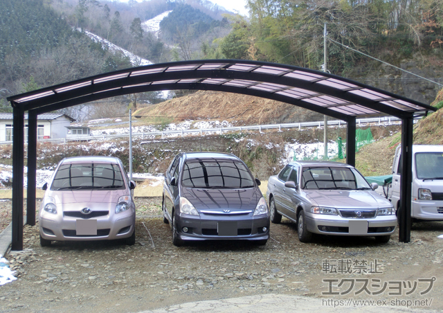 岡山県久米郡美咲町のLIXIL リクシル（トステム）のカーポート リベルポートシグマIII 3台用 積雪〜30cm対応 施工例
