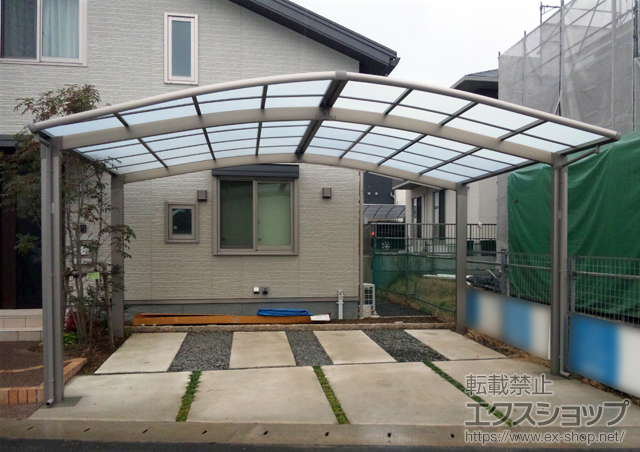 長崎県諫早市のLIXIL リクシル（トステム）のカーポート カーブポートシグマIII M合掌 積雪〜20cm対応 施工例