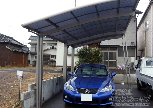 大分県宇佐市のLIXIL リクシル（トステム）のカーポート カーブポートシグマIII 延長 耐風圧強度仕様 積雪〜30cm対応 施工例