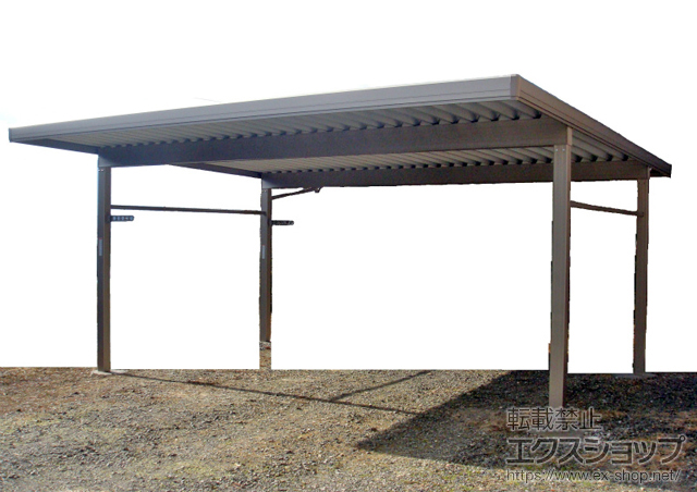 三重県いなべ市のLIXIL リクシル（トステム）のカーポート テリオスポートIII 1500 2台用 角柱仕様 積雪〜50cm対応+柱付け物干し　標準　2本入 施工例