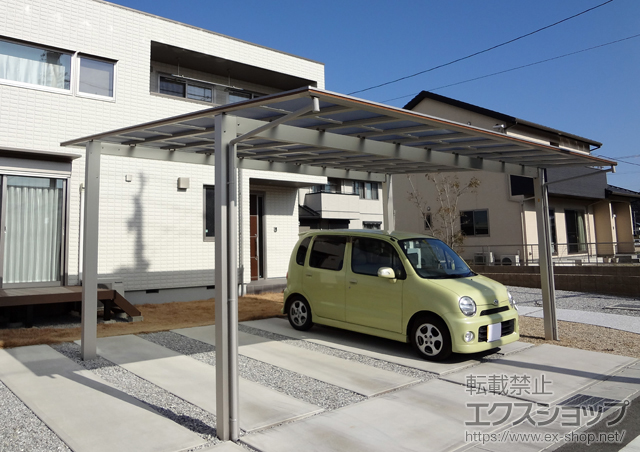 静岡県磐田市ののカーポート エフルージュ ツイン マテリアルカラー 施工例
