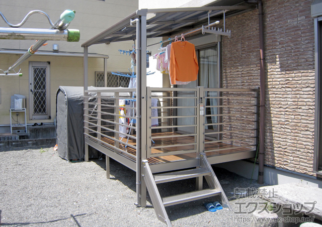 熊本県人吉市のLIXIL リクシル（トステム）のテラス囲い・サンルーム ほせるんです? ハーフ囲い Ｆ型 オープンタイプ 積雪〜20cm対応 施工例