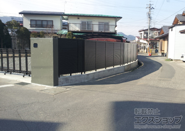 長野県長野市ののフェンス・柵 ハイスクリーンフェンスA型 自由柱仕様 施工例