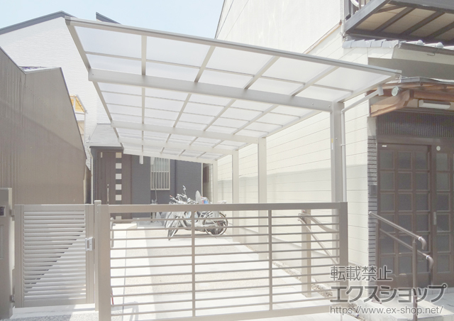 京都府京都市ののカーポート エフルージュ 縦連棟　積雪〜20?対応+入隅用側枠（\31,000）/母屋補強材（\26,500） 施工例