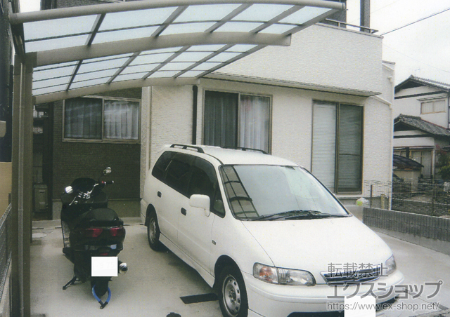 広島県安芸郡のLIXIL リクシル（トステム）のカーポート カーブポートシグマIII 積雪〜30cm対応 施工例