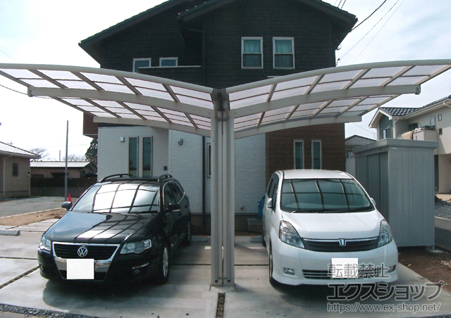 茨城県那珂市ののカーポート レイナポート Y合掌 積雪〜20cm対応+着脱式補助柱 2本入 施工例