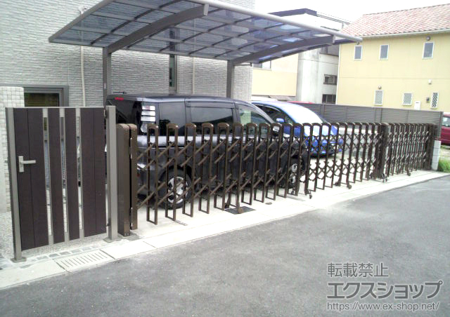大分県別府市ののカーゲート アルピタLS 両開き親子タイプ ノンレール 施工例