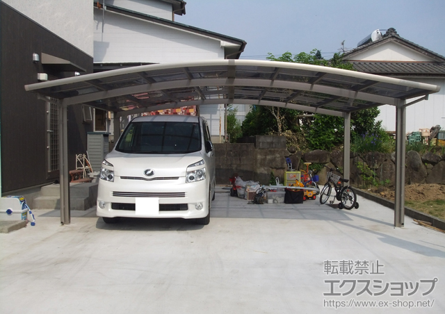 宮崎県小林市のLIXIL リクシル（トステム）のカーポート カーブポートシグマIII ワイド 積雪〜30cm対応 施工例