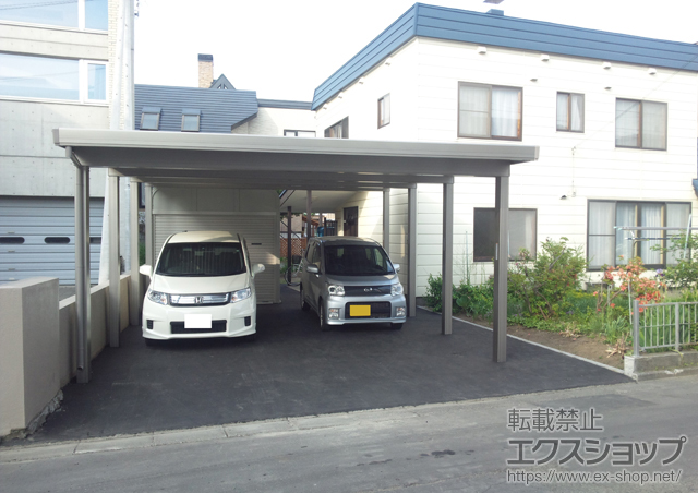 北海道札幌市のLIXIL リクシル（トステム）のカーポート テリオスポートIII 奥行延長タイプ 積雪対応〜150? 施工例