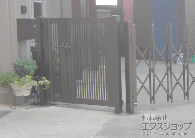 東京都港区のの門扉 プレシオス門扉 親子開き 門柱使用 縦格子 施工例