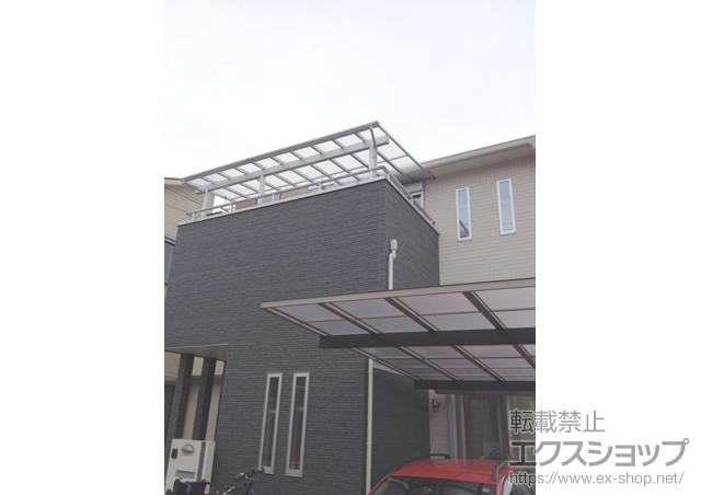 大阪府堺市ののバルコニー・ベランダ屋根 ヴェクターテラス F型 屋根タイプ 連棟　積雪〜50ｃｍ対応 施工例
