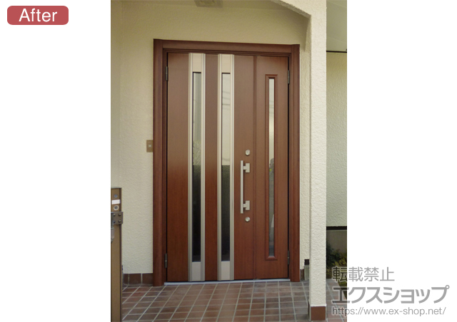 千葉県柏市のLIXIL リクシル（トステム）の玄関ドア リシェントK4仕様 22親子L300 施工例