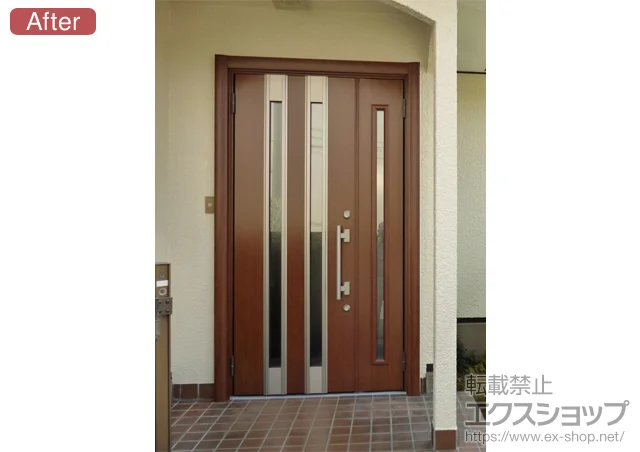 千葉県柏市のLIXIL リクシル（トステム）の玄関ドア リシェントK4仕様 22親子L300 施工例