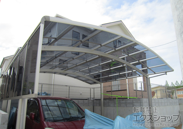 大阪府貝塚市ののウッドデッキ、テラス屋根、カーポート レイナツインポート　積雪〜20?対応+レイナツインポート サイドパネル51-10H 施工例
