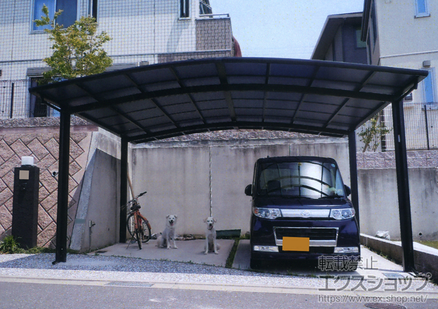 福岡県北九州市のLIXIL リクシル（トステム）のカーポート カーブポートシグマIII ワイド 積雪〜30cm対応 施工例