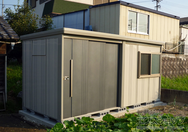 愛知県刈谷市のの物置・屋外倉庫 Mr.ストックマンダンディ 一般型 (ND-4419)+サッシ窓 壁パネル2枚用 20+20用+換気窓 20用 施工例