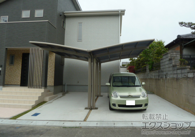 福岡県宗像市のLIXIL リクシル（トステム）のカーポート カーブポートシグマIII Y合掌 積雪〜30cm対応 施工例