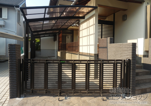 大阪府堺市ののカーゲート、フェンス・柵、カーポート シャレオ伸縮1型 ノンレール 片開き 施工例