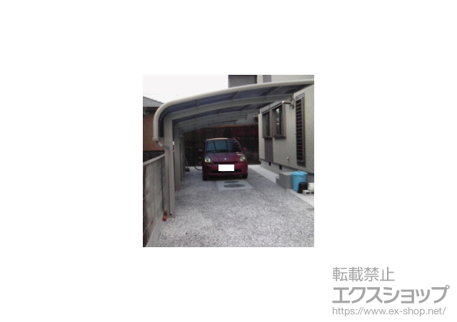 宮崎県延岡市ののカーポート プレシオスポート アルファ縦連棟 積雪〜20cm対応+収納式物干しセット2型 2本入 施工例