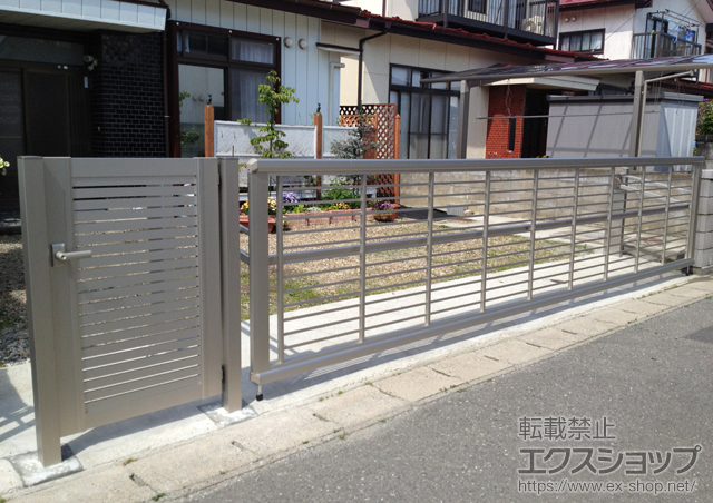 宮城県石巻市ののカーゲート エクスラインアップゲート ワイド 1型 手動式 施工例