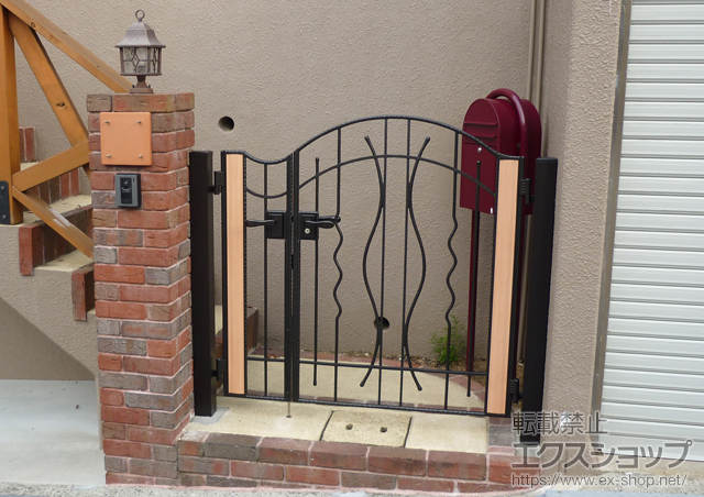 兵庫県明石市のの門扉 エルマージュ 2型 親子仕様 柱使用 施工例