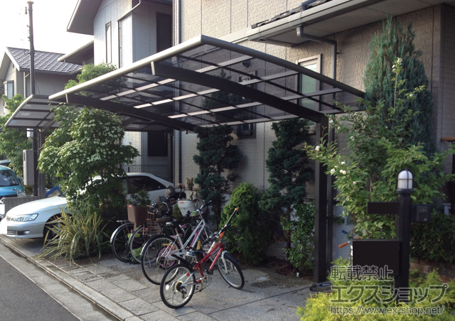大阪府堺市のLIXIL リクシル（トステム）のカーポート カーブポートシグマIII 積雪〜30cm対応 施工例