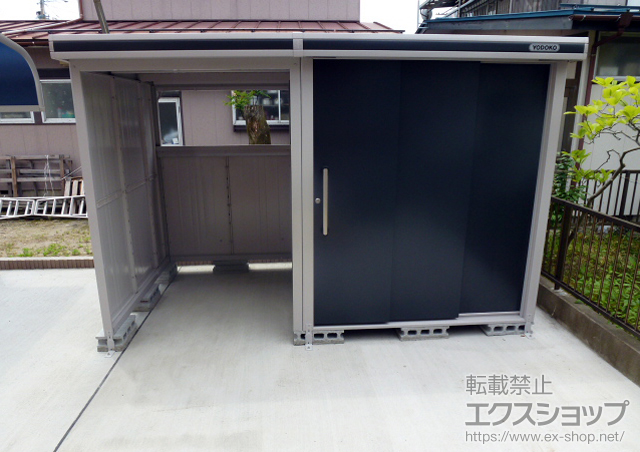 山形県酒田市のの物置・屋外倉庫 エルモコンビ　積雪型　（LMCS-1818GL+KS1518） 施工例