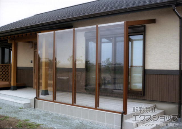 福岡県柳川市ののテラス囲い・サンルーム cocoma サイドスルータイプ 積雪〜20cm対応＋前面フィックス（ポリカーボネート/クリアー） 施工例